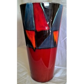 POOLE POTTERY STUDIO ABSTRACT GEOMETRIC DESIGN 35cm CONICAL VASE by ALAN WHITE